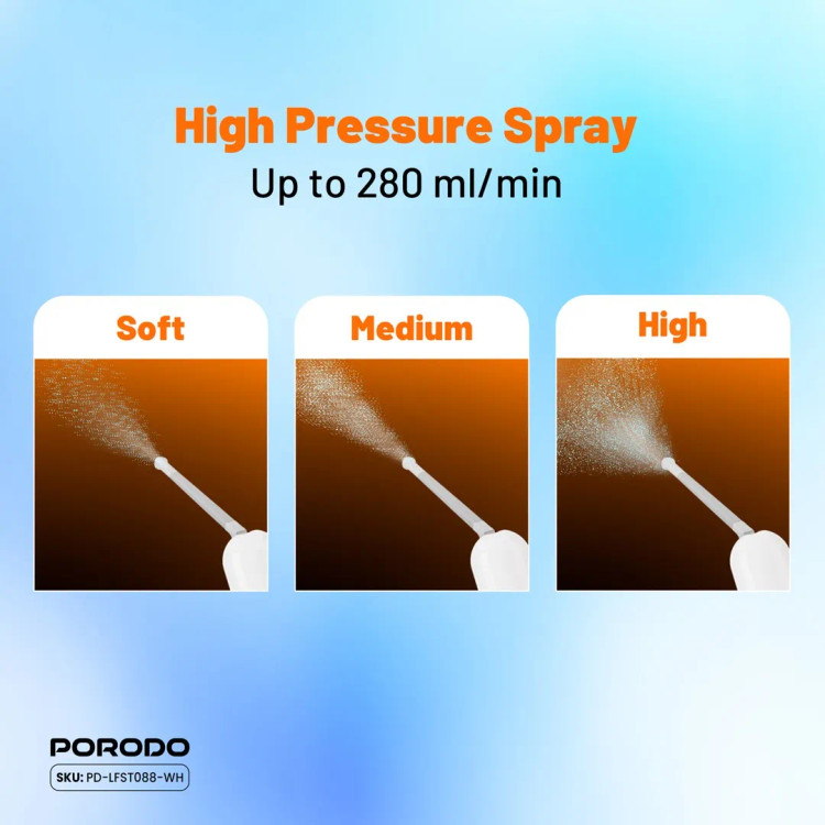 خودشوي مسافرتی شارژي با مخزن آب PORODO مدل PDLFST088WH