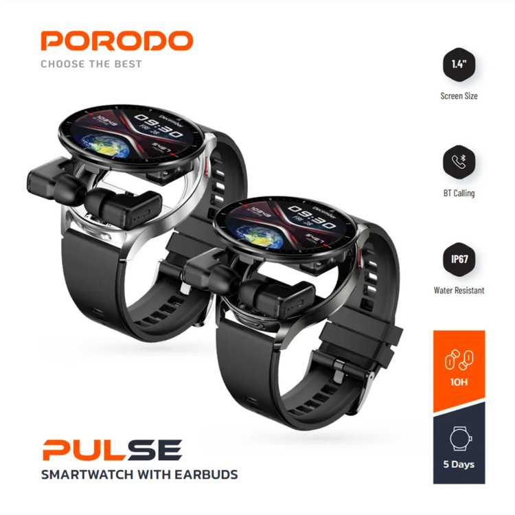 ساعت هوشمند Porodo Pulse به همراه ایرپاد بی سیم توگوشی