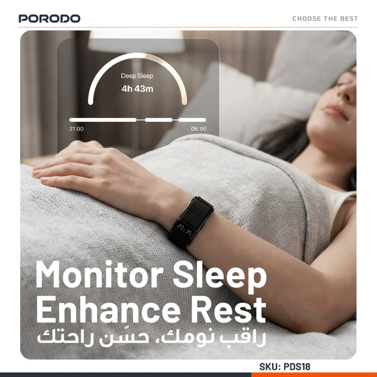 دستبند هوشمند كنترل تناسب اندام Porodo Trackfit Pro با اپلیکیشن و نمایشگر