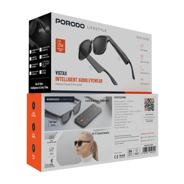 عینک هوشمند صوتی Porodo Vistax