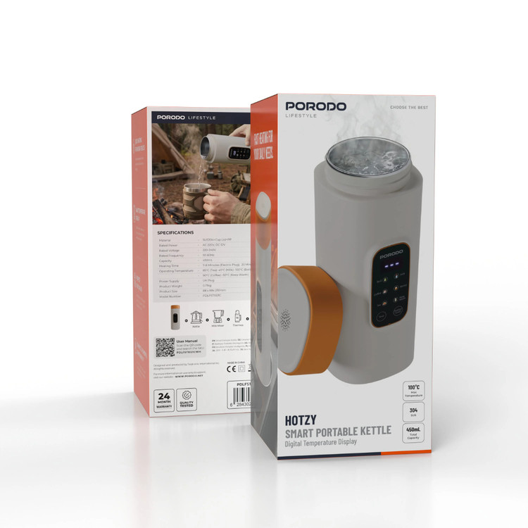 کتری قابل حمل هوشمند با نمایشگر دیجیتال دما Porodo Lifestyle