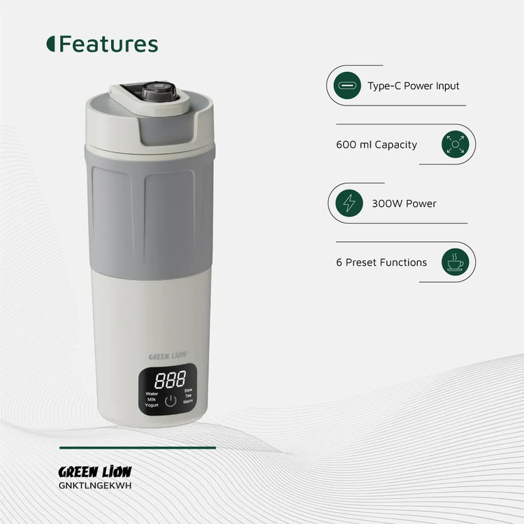 کتری برقی میلیلیتر Green Lion Kettle & Go 600