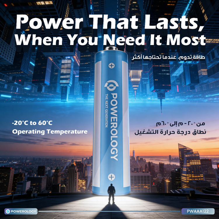باتریهای نيمه قلمي AAA بسته ۲ عددی Powerology، قابل شارژ با پورت USB-C (بدون نیاز به دستگاه شارژر)