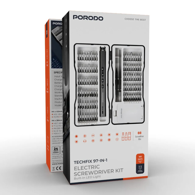 کیت پیچگوشتی 97 عددی برقی قابل شارژ - Porodo