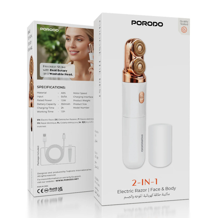 ماشین اصلاح شارژي (۲ در ۱ ) مخصوص صورت و بدن مدل Electric Razor Porodo