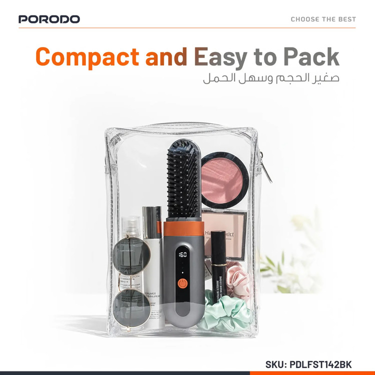 برس شارژي حالت دهنده حرارتی قابل حمل لایفاستایل Porodo - كوچك و داراي درپوش
