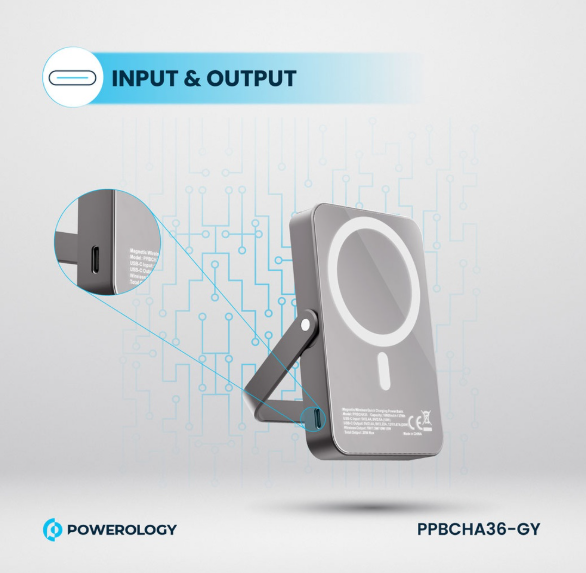 پاوربانک مگنتي 10000 میلیآمپرساعتی Magsafe با سطح شیشهای POWEROLOGY