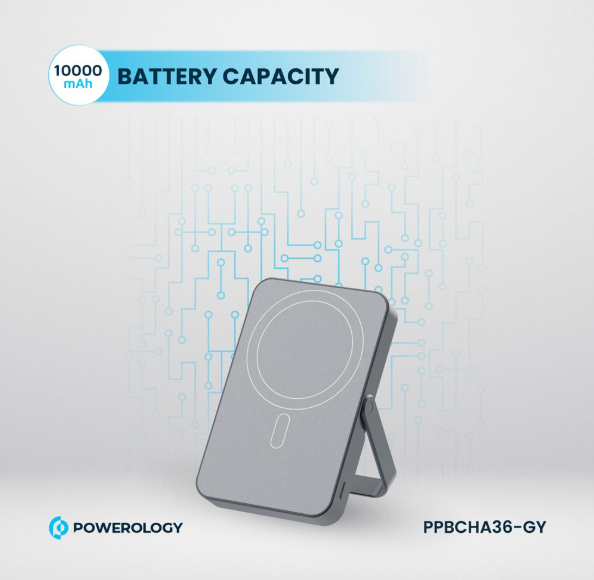 پاوربانک مگنتي 10000 میلیآمپرساعتی Magsafe با سطح شیشهای POWEROLOGY