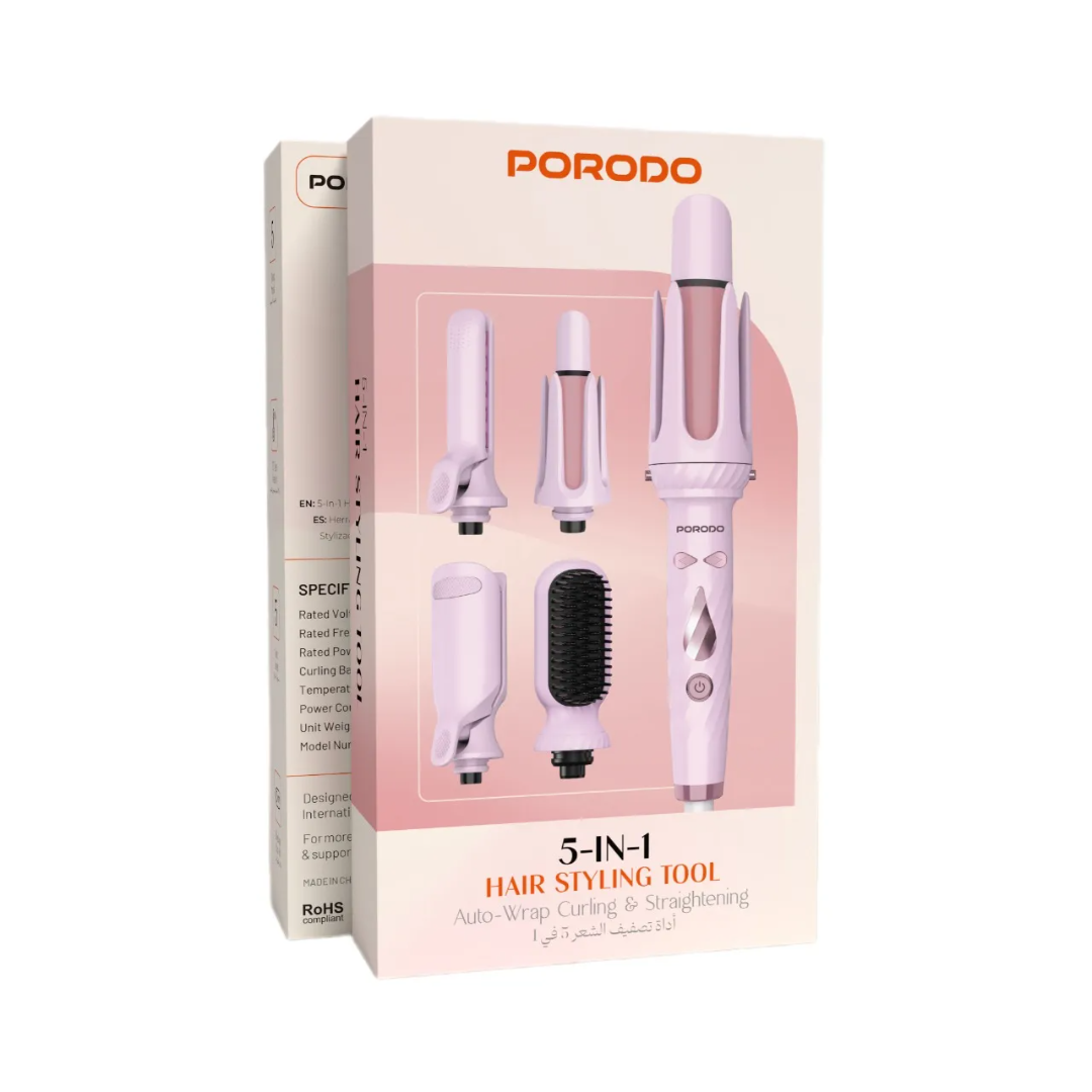ست حالت‌دهنده مو ۵ کاره پرودو مدل PDLFST218PK با قابلیت فر خودکار و صاف‌کننده