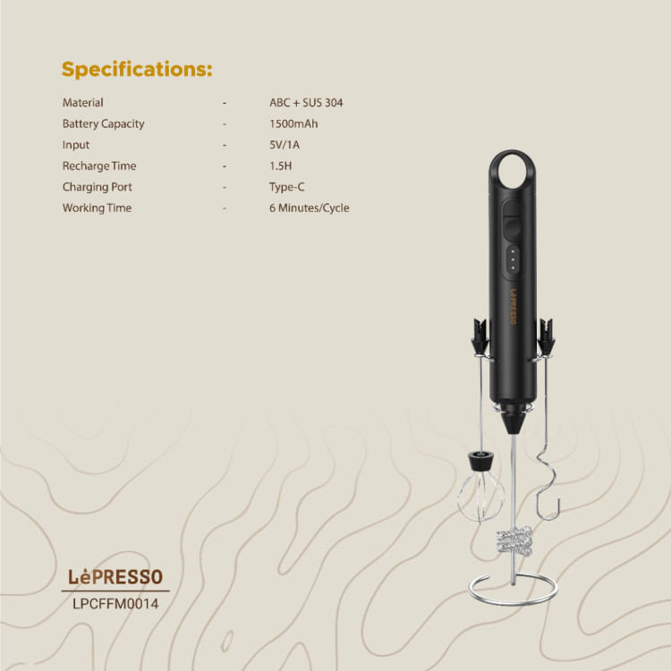 همزن و فوم ساز شیر شارژي LePresso Forthmate با همزنهای قابل تعویض