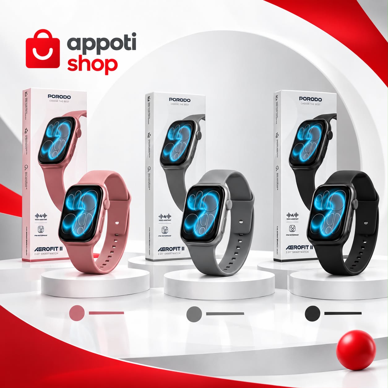 ساعت هوشمند اینچی "Porodo AeroFit II 2.01- دارای 23 حالت ورزشی